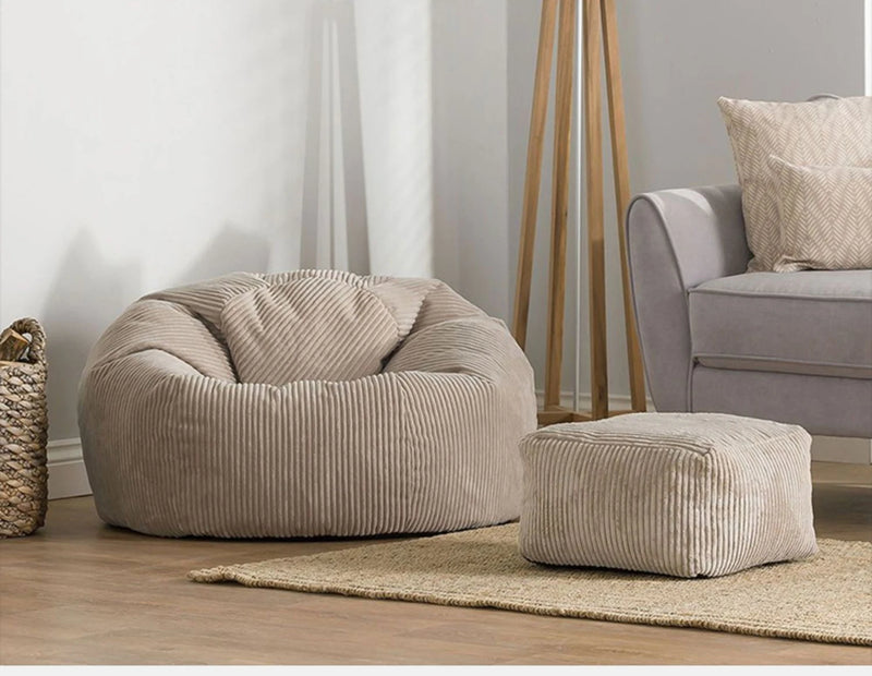 Fauteuil de lecture pouf beige