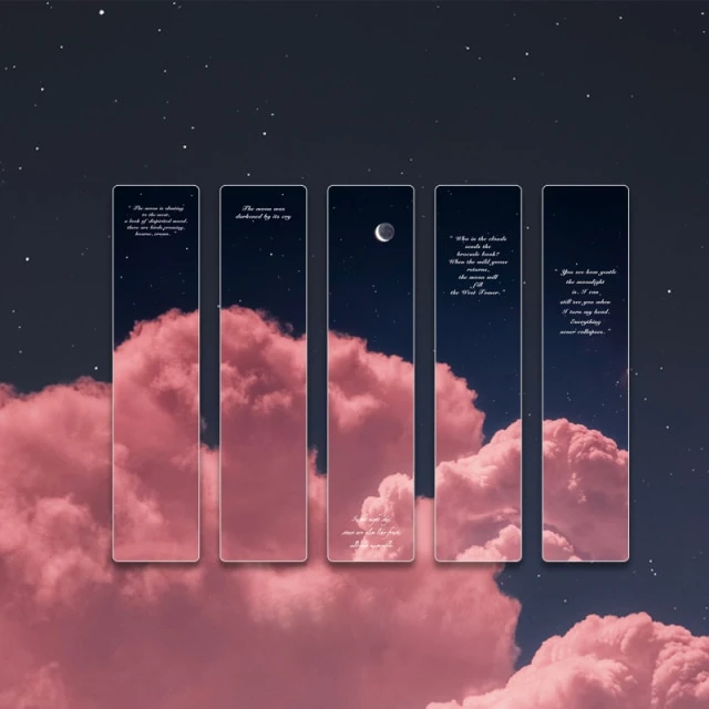 5 Pink cloud bookmarks