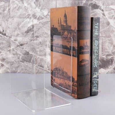 Clear plastic bookend