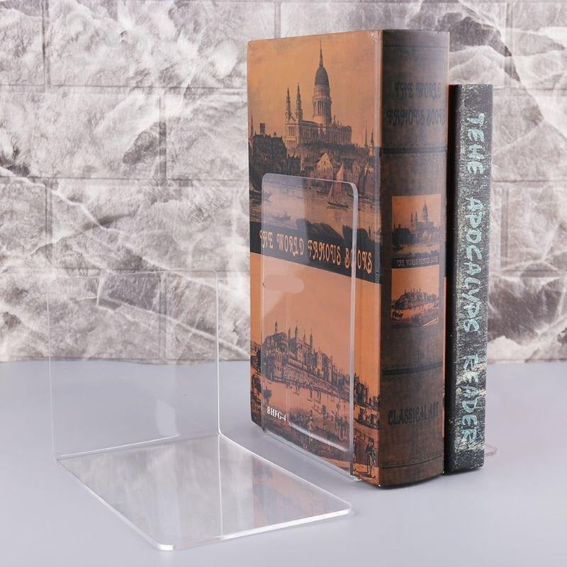 Clear plastic bookend