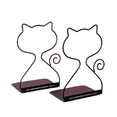 Zliger Lot de 2 serre-livres décoratifs en métal - Motif chat Zliger Lot de 2 serre-livres décoratifs en métal - Motif chat